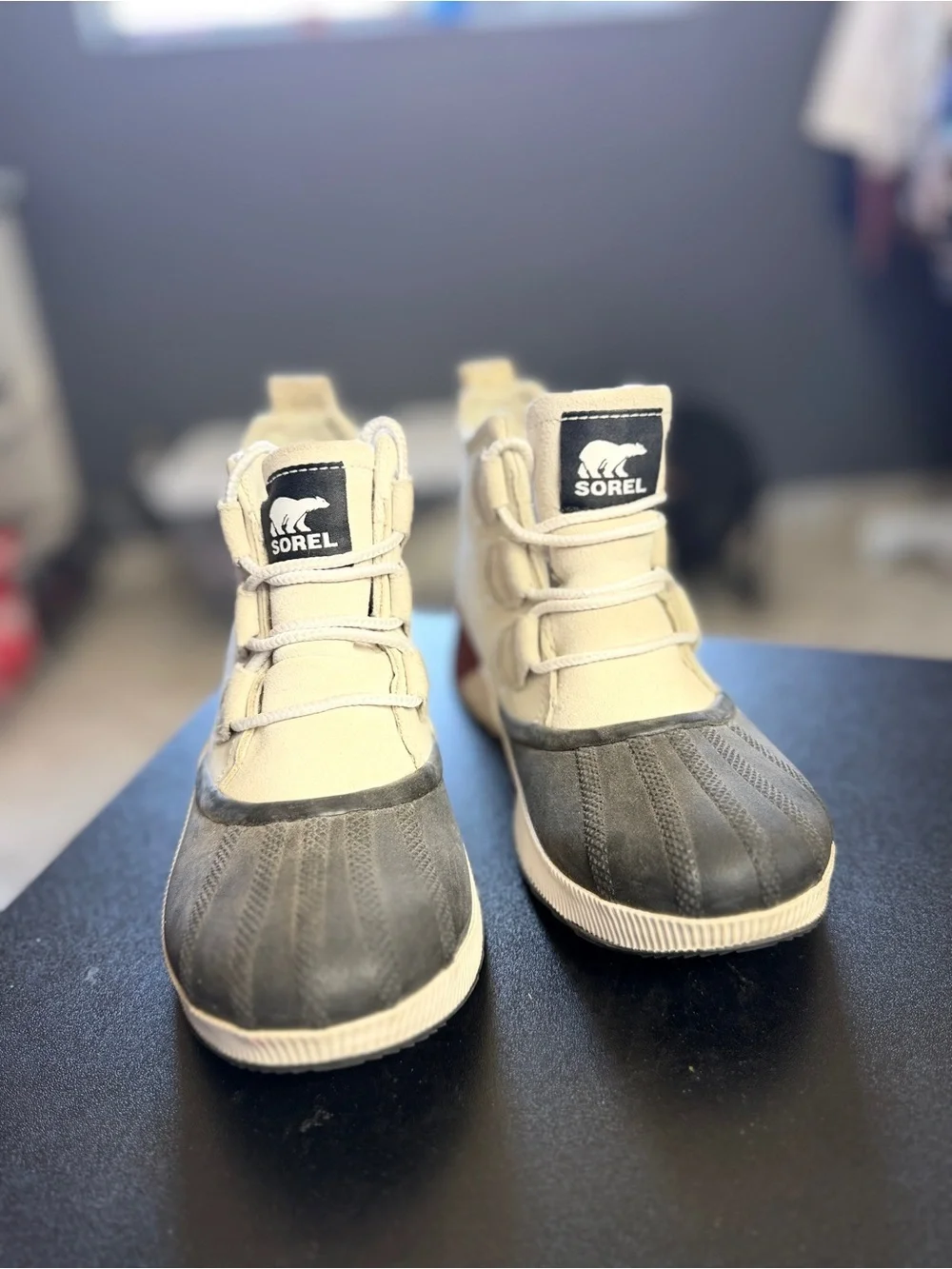 Sorel Duck Boot Sneaker - Black, Cream & Tan Accent